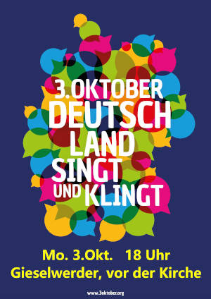 Plakat Deutschland singt - am 3. Oktober vor der Kirche in Gieselwerder